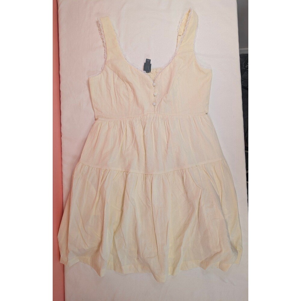 Women's Wild Fable Lace Trim Button Front Mini Dress Cream Small - Picture 5 of 9